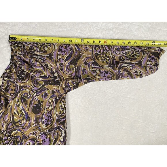 Michael Kors Women's Sz 1X Top Paisley Print Loose Fit Boho Stretch Artsy Career - Picture 7 of 8